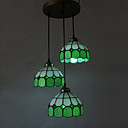 40W Tiffany Style Pendant Light with 3 Lights - Green Featured Lampshade