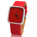 Trendy Kwartshorloge Met Rood PU-Leren Bandje
