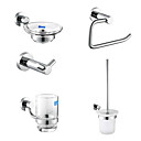 Chrome Finish 5-Piece Bathroom Accessory Set Toilet Brush Holder Inclusive