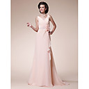 A-line V-neck Sweep/Brush Train Chiffon Mother of the Bride Dress