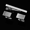 retângulo cufflinks liga de zinco e CILP empate
