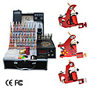 3 Tattoo Waffen-Kit mit LCD Power und 40 farbige Tinte
