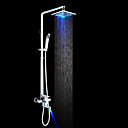 Color Changing LED Shower Faucet with 8 inch Shower Head and Hand Shower