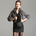 3/4 Sleeve Fox Shawl Collar Rabbit Fur Coat