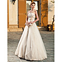 A-line One Shoulder Floor-length Tulle Wedding Dress