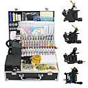  4 pistolas kit tatuaje con lcd de potencia y 55 de tinta de color