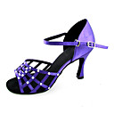 sapatos de cetim desempenho superior sapatos de dança latina de salto alto com cristal para as mulheres