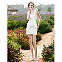 Sheath/ Column One Shoulder Short/ Mini Taffeta Wedding Dress