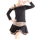 Dancewear Polyester With Leopard Practice Latin Top and Skirt 2 Pieces Set for Ladies
