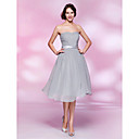 A-line Strapless Knee-length Chiffon Cocktail Dress With Beading