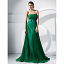 A-line Strapless Sweep/Brush Train Organza Evening Dress