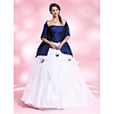 A-line Strapless Floor-length Taffeta Organza Evening Dress With A Wrap