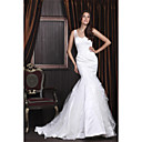 Trumpet/ Mermaid Sweetheart Court Train Satin Tulle Wedding Dress