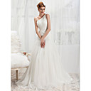 Trumpet/Mermaid One Shoulder Court Train Chiffon Wedding Dress