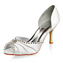 Satin Upper Peep Toe With Rhinestone Wedding Shoes More Colors Available