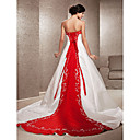 A-line Strapless Satin Chapel Train Wedding Dress