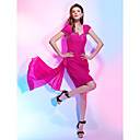 Sheath/Column Off-the-shoulder Knee-length Chiffon Cocktail Dress