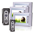 três de 7 polegadas TFT LCD vídeo porteiro com 2 câmeras à prova d'água (420 TVL)