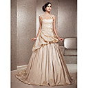 A-line Sweep/Brush Taffeta  Wedding Dress With Straps
