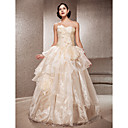 A-line Strapless Floor-length Organza Wedding Dress