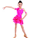 spandex pour enfants avec des volants et des perles robe de performance pour la danse latine