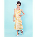 Sheath/Column Tea-length Taffeta And Polyester Junior Bridesmaid Dress