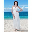 Sheath/Column V-neck Floor-length Chiffon Wedding Dress