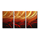 Hand-painted Abstract Oil Painting with Stretched Frame - Set of 3