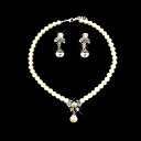 perlas con diamantes de imitación de joyería conjunto caída incluyendo collar y los pendientes