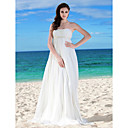 Sheath/Column Strapless Empire Waist Floor-length Chiffon Wedding Dress