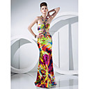 Trumpet/Mermaid Halter Floor-length Charmeuse And Tulle Evening Dress
