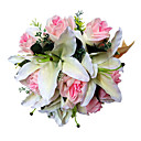 Satin Pale Pink Rose & Lily Bridal Bouquet