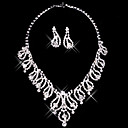 zilveren strass twee stuk dames 'bright schitterende bruiloft sieraden set (45 cm)