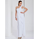 schede / kolom een ​​schouder vloer-length chiffon avondjurk