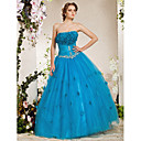 Ball Gown Spaghetti Straps Floor-length Tulle Taffeta Evening Dress