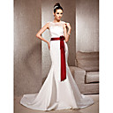 Trumpet/Mermaid Bateau Neck Court Train Satin Wedding Dress