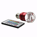 e27 3w rgb luz capa vermelha levou cristal lâmpada bola com controle remoto (220v)