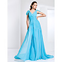 V-neck Chiffon Evening Dress With Sweep/Brush Train Inspired By Cobie Smulders At The Emmys