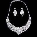 luksuriøse rhinestone todelte klassisk design damene halskjede og øredobber smykker sett (50 cm)
