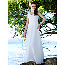 Sheath/Column V-neck  Sweep / Brush Train Satin  Chiffon Wedding Dress
