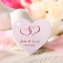 Personalized Heart Shaped Favor Tag - Pink Hearts (Set of 60)