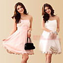 strapless parel chiffon jurk