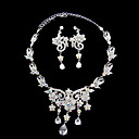 Silver Flowers Ladies' Jewelry Set Including Necklace and Earrings