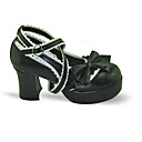 artesanal de couro preto pu 7,5 centímetros do salto alto e sapatos shiro kuro lolita com arco
