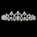 liga de prata de strass e coração de pérolas e flor de noiva tiara