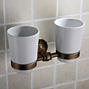 Antique Brass Ti-PVD Finish Wall-mounted Double Toothbrush Holder