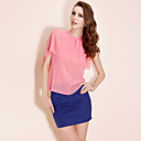 ts assimétrica camisa blusa de chiffon drapeado