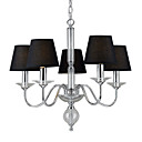 Modern Fabric Shades Chandeliers with 5 Lights Chrome Finished