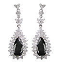 Gorgeous Black Platinum Plated With  Drops Shape Cubic Zirconia Earrings