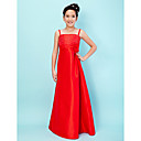 A-line Straps Square Floor-length Taffeta Junior Bridesmaid Dress